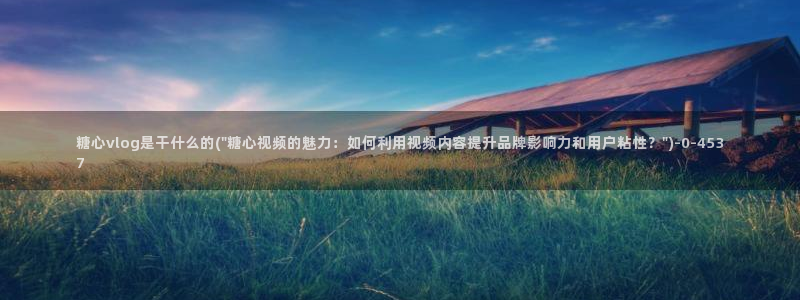 糖心vlog黄：糖心vlog是干什么的(\